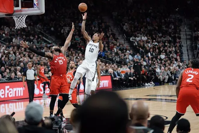 While many eyes were on former Spur Kawhi Leonard, DeMar DeRozan recorded the first triple-double of his career. - TWITTER / SPURS