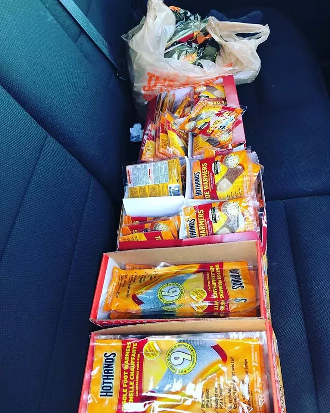 "I RELOADED! I bought everything they had. All the stores in the city have been cleaned out for days. This is my 2nd trip up here. #polarvortex #dunnyshomelessassistance — in Vernon Hills, Illinois." Alford said in a Facebook Post - FACEBOOK, PAUL ALFORD