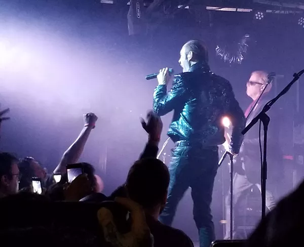 Peter Murphy (foreground) and David J perform onstage Friday night at the Paper Tiger. - VERONICA CAMPBELL