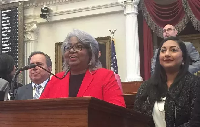 Barbara Gervin-Hawkins speaks to members of the Texas House. - TWITTER / @BRISCOECAIN
