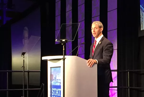 Mayor Ron Nirenberg addresses business and community leaders during his State of the City address. - SANFORD NOWLIN
