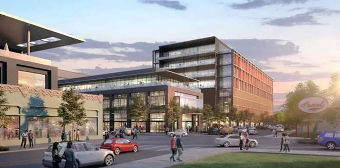 A rendering of the Broadway East development from the perspective of Broadway facing east. - GRAYSTREET PARTNERS
