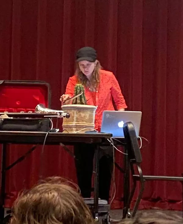 Yvonne Freckmann performs on a cactus at NESA - COURTESY OF SOLI CHAMBER ENSEMBLE