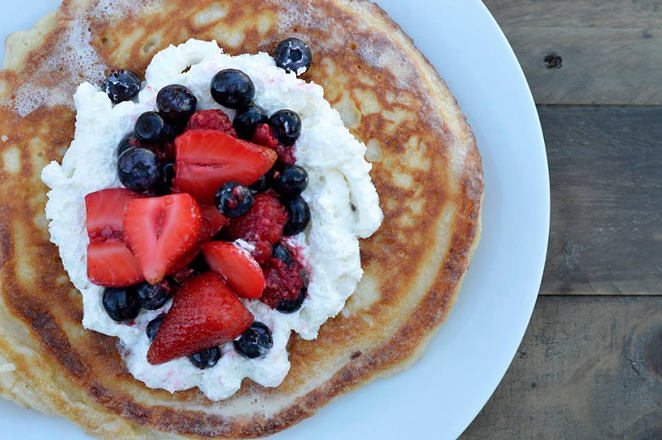 Here's a look at the Tres Leches pancakes from Chisme, which Midnight Swim replaced. - FACEBOOK / CHISME