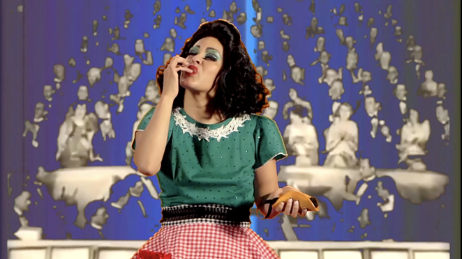 Screen grab from Xandra Ibarra's 2004 video "Tortillera." - XANDRA IBARRA