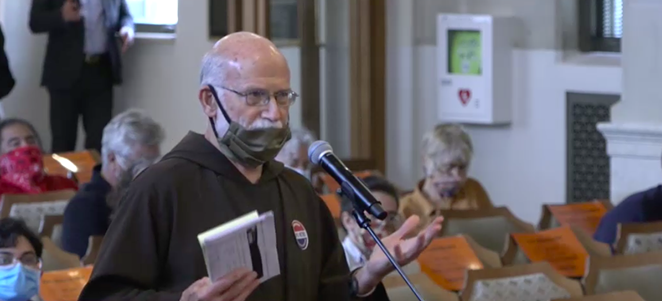COPS/Metro Alliance's Father Bill Kraus speaks to council about the need for jobs training. - SCREEN CAPTURE / TVSA