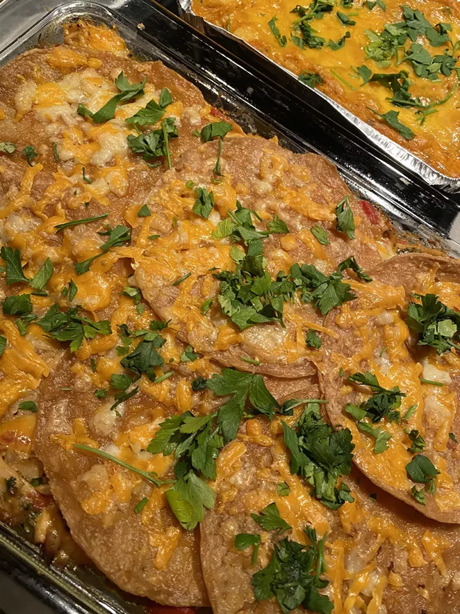 Homemade or no, King Ranch Chicken isn’t a visually elegant dish. - RON BECHTOL