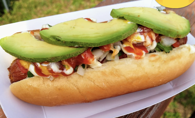 Doolittle's Machete Dog features a bacon-wrapped dog, loaded with pico de gallo, mayo, mustard and ketchup; topped with sliced avocado. - FACEBOOK / DOOLITTLE'S MOBILE KITCHEN & CATERING