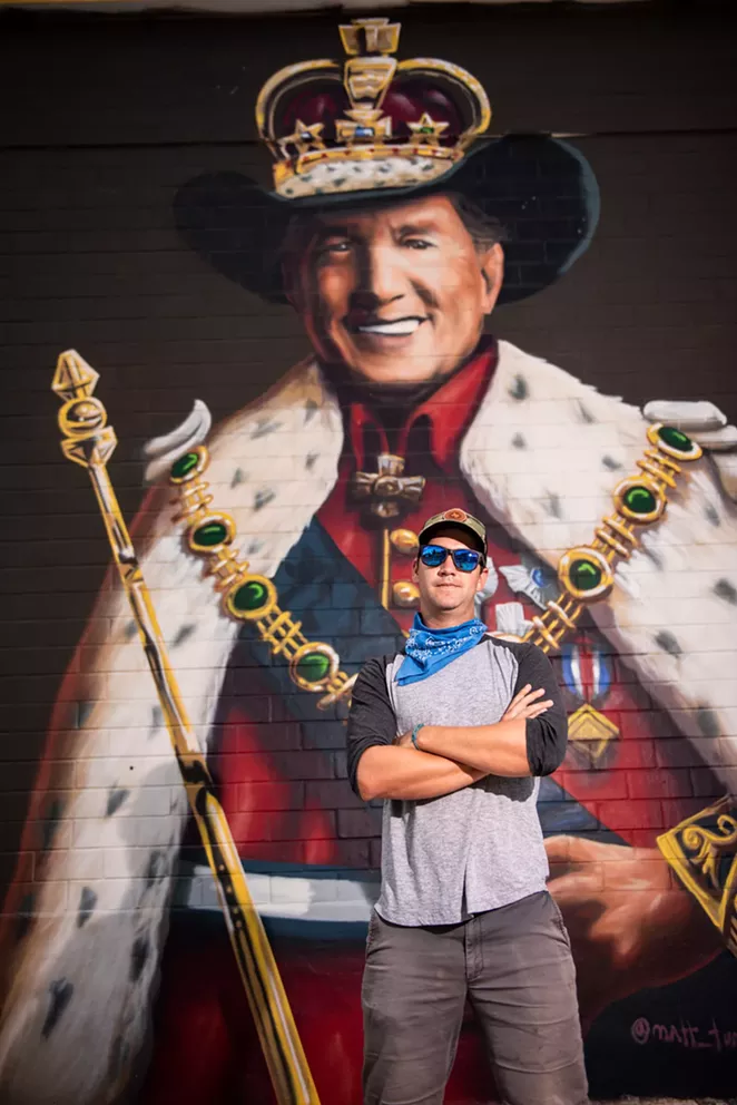 Tumlinson added his George Strait mural to the nightlife district as part of a project painting Texas musical icons on walls across the state. - JAIME MONZON