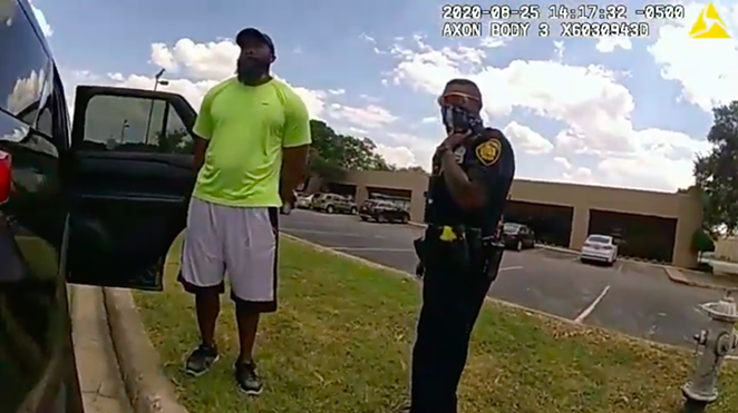 Body cam footage shows officers detaining jogger Mathias Ometu last week. - YOUTUBE / SAN ANTONIO POLICE DEPARTMENT