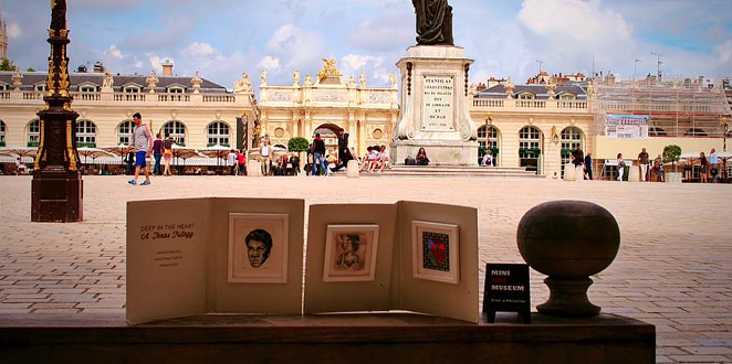 Spare Parts' MIni Art Museum, featuring minature works from three San Antonio artists is being displayed across Europe this month. - COURTESY