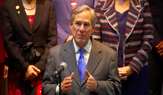 Gov. Greg Abbott speaks at a recent press conference. - SCREEN CAPTURE / NBCDFW.COM