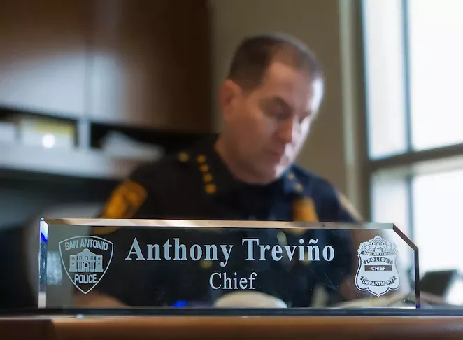 City Manager Sheryl Sculley announced the five finalists to lead SAPD. Among the candidates is Interim Chief Anthony Treviño. - COURTESY