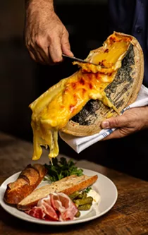 Raclette and baguette at Brasserie Mon Chou Chou. - COURTESY PEARL