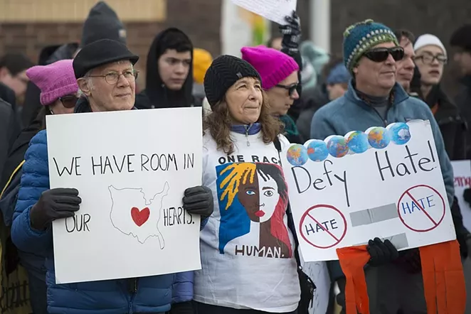 Protesters at a rally decrying President Trump's immigration policies. - WIKIMEDIA COMMONS / FIBONACCI BLUE