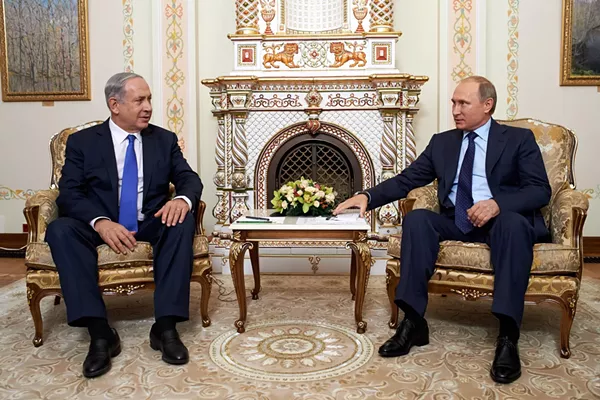 Israeli Prime Minister Benjamin Netanyahu sits with Russian President Vladimir Putin. - ISRAELI PRIME MINISTER BENJAMIN NETANYAHU | FACEBOOK