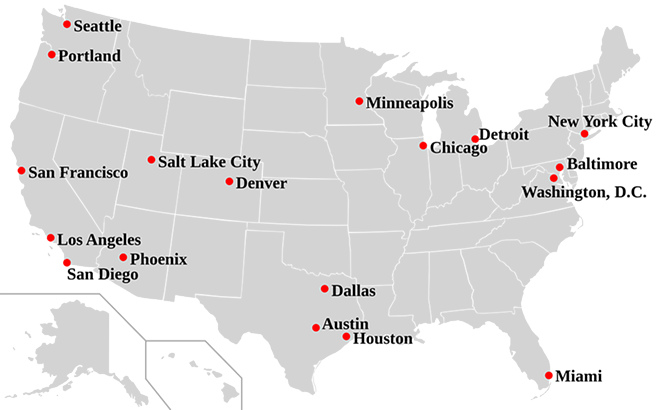 This map shows sanctuary cities in the United States. - SAN ANTONIO CURRENT