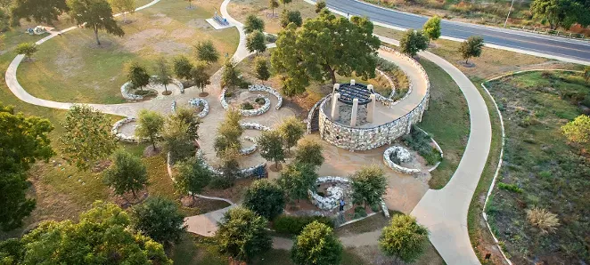 Arial view of "River Return - SAN ANTONIO RIVER FOUNDATION