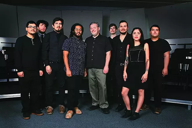 From left to right: Stephen Flores; Joseph Eric Montano; Devin De Leon; Darian Thomas; Troy Peters (YOSA director); Jordan McCarthy; Michael Carrillo; Courtney Jeanette Sanchez; Kristian Barboza - BRANDY RAE PEREZ