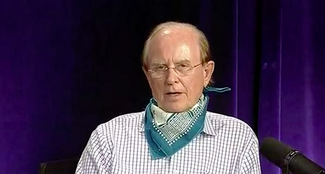 County Judge Nelson Wolff speaks at a recent coronavirus briefing. - SCREEN CAPTURE / KSAT TV