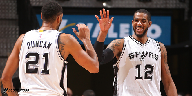 LaMarcus Aldridge still had a fantastic game, despite a bad call that prevented the Spurs from setting up a final play with seconds left. - SAN ANTONIO SPURS | FACEBOOK
