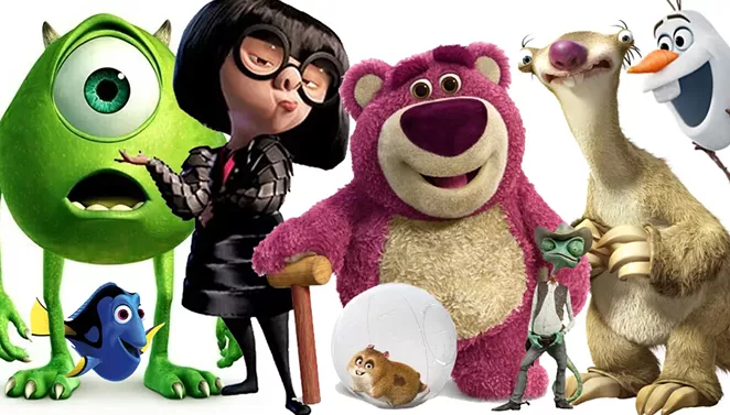 (From left) Mike Wazowski, Dory, Edna Mode, Lots-O’-Huggin’ Bear, Rhino, Rango, Sid and Olaf. - COURTESY IMAGES