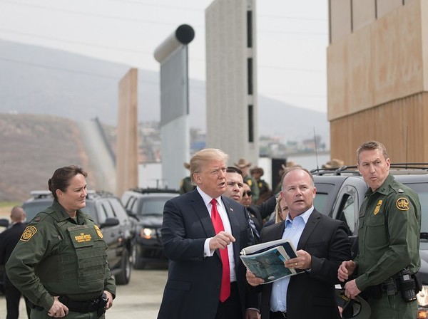 President Donald Trump reviews U.S. Customs and Border Protection's wall prototypes in California earlier in his term. - WIKIMEDIA COMMONS / U.S. WHITE HOUSE