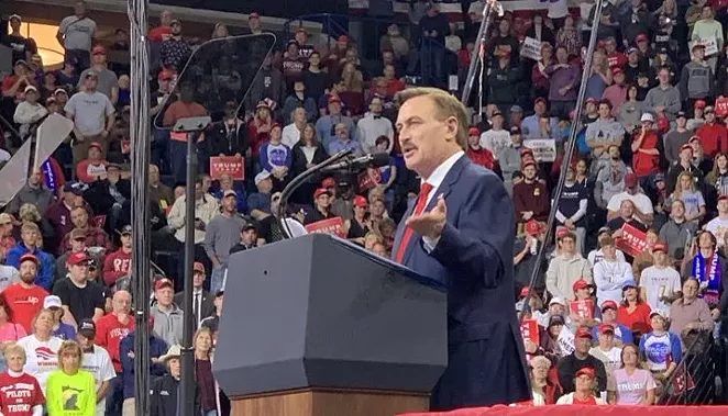 MyPillow CEO Mike Lindell speaks at a pro-Trump rally. - TWITTER / REALMIKELINDELL