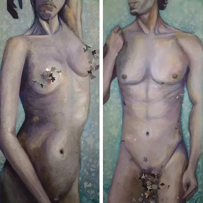 Katy Silva’s modernized diptych portrays a pair of nudes. (Courtesy of Katy Silva)