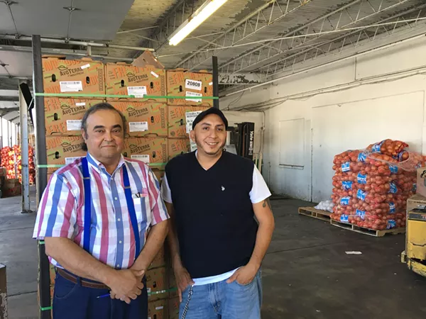 Joe Mendez, left, and sales rep Andrew Magallanez, right - JESSICA ELIZARRARAS