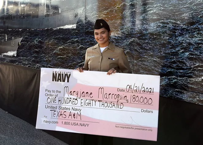 Maryjane Marroquin of SA’s Southwest High School will attend Texas A&M University this fall. - PHOTO COURTESY NAVY OUTREACH