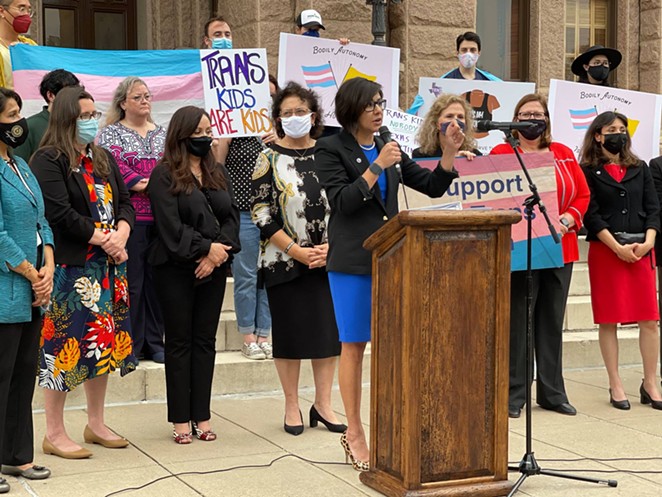 LGBTQ+ advocates speak out against bills targeting transgender children at late-April rally at the Texas Capitol. - FACEBOOK / EQUALITY TEXAS