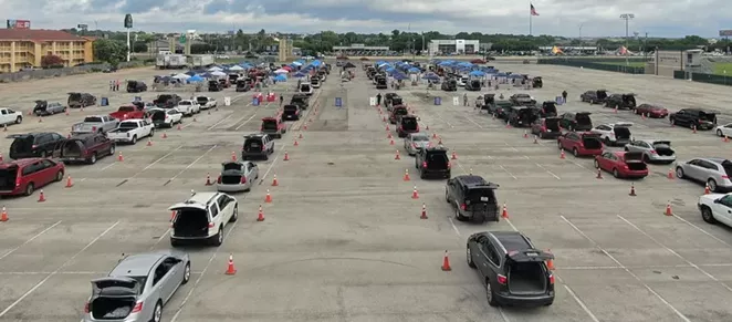 Cars line up for a San Antonio Food Bank distribution during the economic downturn that accompanied the pandemic. - INSTAGRAM / SAN ANTONIO FOOD BANK