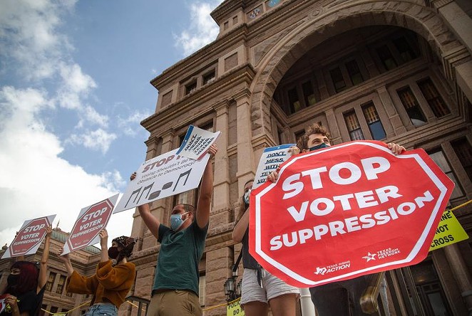 Protesters rally in opposition of Senate Bill 7 at the Texas Capitol. - TEXAS TRIBUNE / EVAN L'ROY
