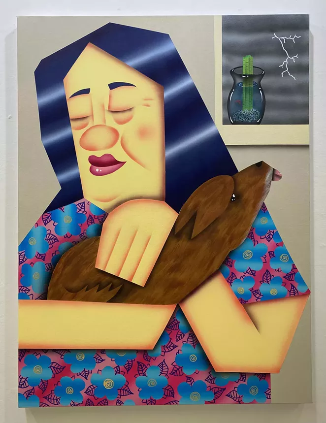 Loc Huynh, Downy’s Scared of Thunder, Acrylic on Canvas, 40 x 30", Courtesy of Jenni Cannon - COURTESY OF BLUE STAR CONTEMPORARY