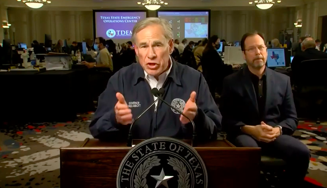 Gov. Greg Abbott speaks during a February prime-time address during which he promised to fix the causes of Texas' power grid failure. - YOUTUBE / GOV GREG ABBOTT