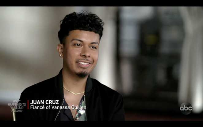 Juan Cruz, Guillén’s fiancé, recounts happy experiences with the slain soldier on ABC's 2020. - ABC