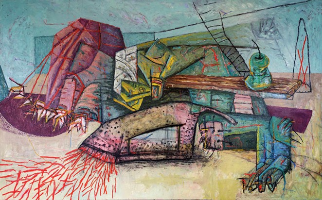 John Guzman, Pleasure and Punishment, 2021, oil on canvas, 96 x 60 in. - COURTESY OF PRESA HOUSE GALLERY