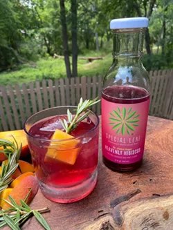 Chef Chris Cook's Hill Country Hibiscus Peach Smash is a great option for a summer splash sans alcohol. - COURTESY SPECIAL LEAF