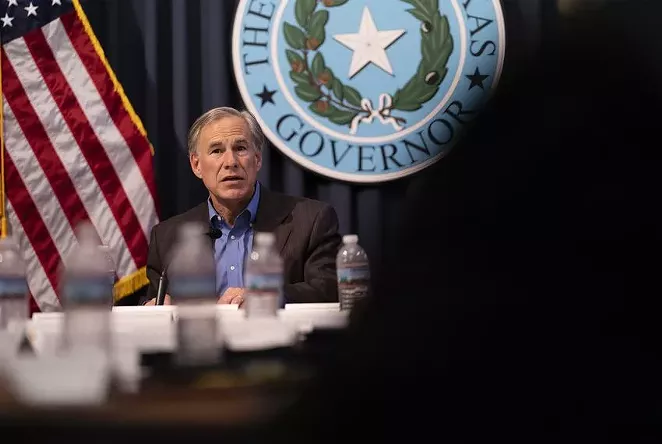 Gov. Greg Abbott hosted a briefing at the Texas Capitol earlier this month with sheriffs from border communities. - TEXAS TRIBUNE / SOPHIE PARK