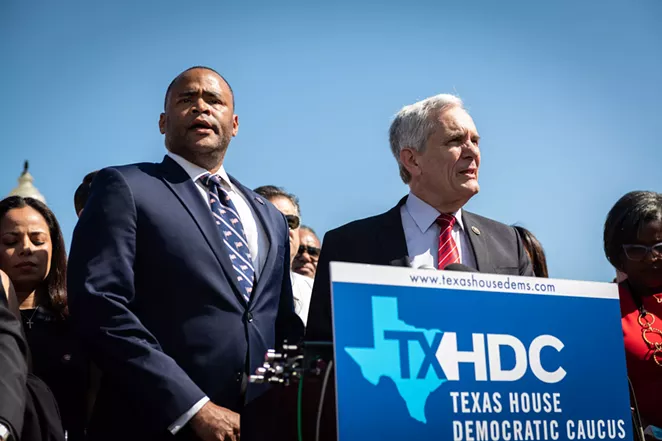 State Democratic lawmakers hold a press conference with U.S. Rep. Lloyd Doggett, D-Austin, after their departure to Washington, D.C. - TWITTER / @REPLLOYDDOGGETT