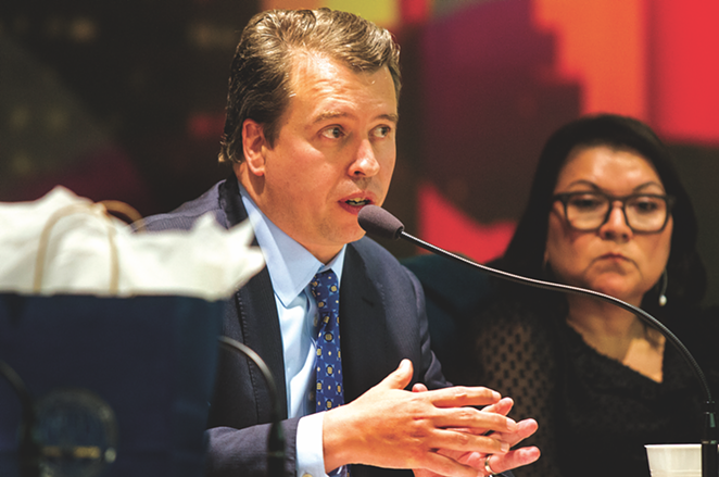 SAISD Superintendent Pedro Martinez speaks during a 2018 board meeting. - ALMA HERNANDEZ FOR FOLO MEDIA