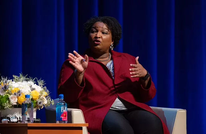 Stacey Abrams spoke in San Antonio Monday as the first date of a 13-city U.S. tour. - TOBIN CENTER / JOHN DAVID SCARCLIFF