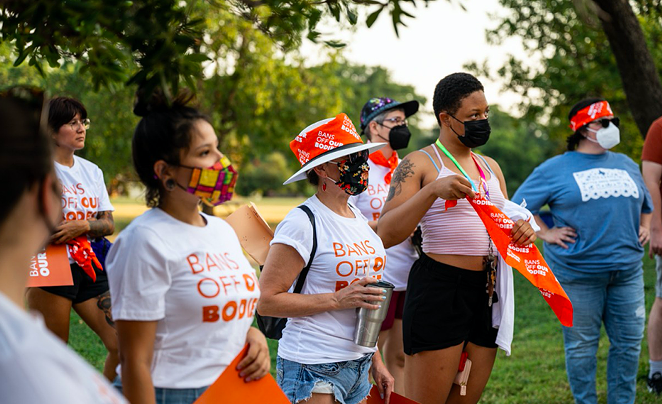 Pro-choice protesters gather in San Antonio earlier this month following the passage of Texas' restrictive new abortion law. - JAIME MONZON