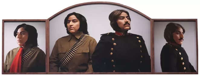 Mari Hernandez jabs at Texas history in her staged self portrait Pitted Brother Against Brother. - COURTESY IMAGE / MARI HERNANDEZ