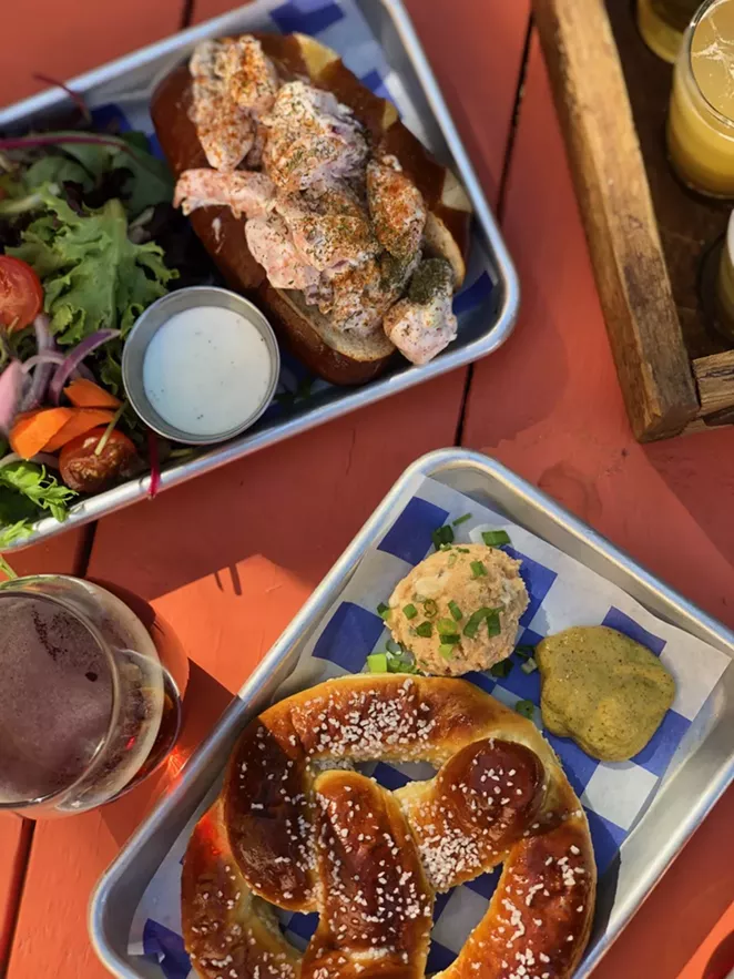 Don't skip Künstler Brewing's fried Brussels sprouts, shrimp roll, pretzels or potato salad. - NINA RANGEL
