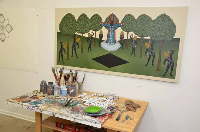A work in progress in Smolleck’s studio. - BRYAN RINDFUSS