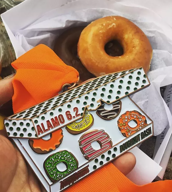 The finisher's medal for Doughnut Dash - ALLIE SEGURA