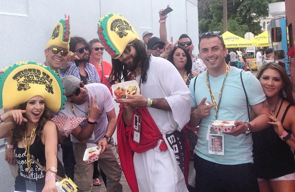 Judge Spurs Jesus surrounded by taco fans - FACEBOOK/ TWISTED TACO TRUCK THROWDOWN