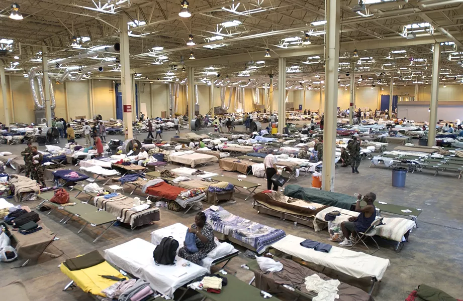 Estimates vary, but somewhere between 25,000 and 35,000 evacuees from Hurricane Katrina were funneled to San Antonio. - TECH. SGT. MARK BOROSCH/U.S. AIR FORCE